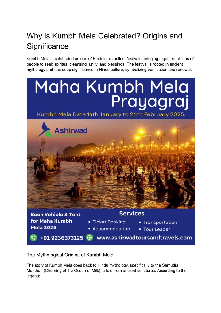 why is kumbh mela celebrated origins