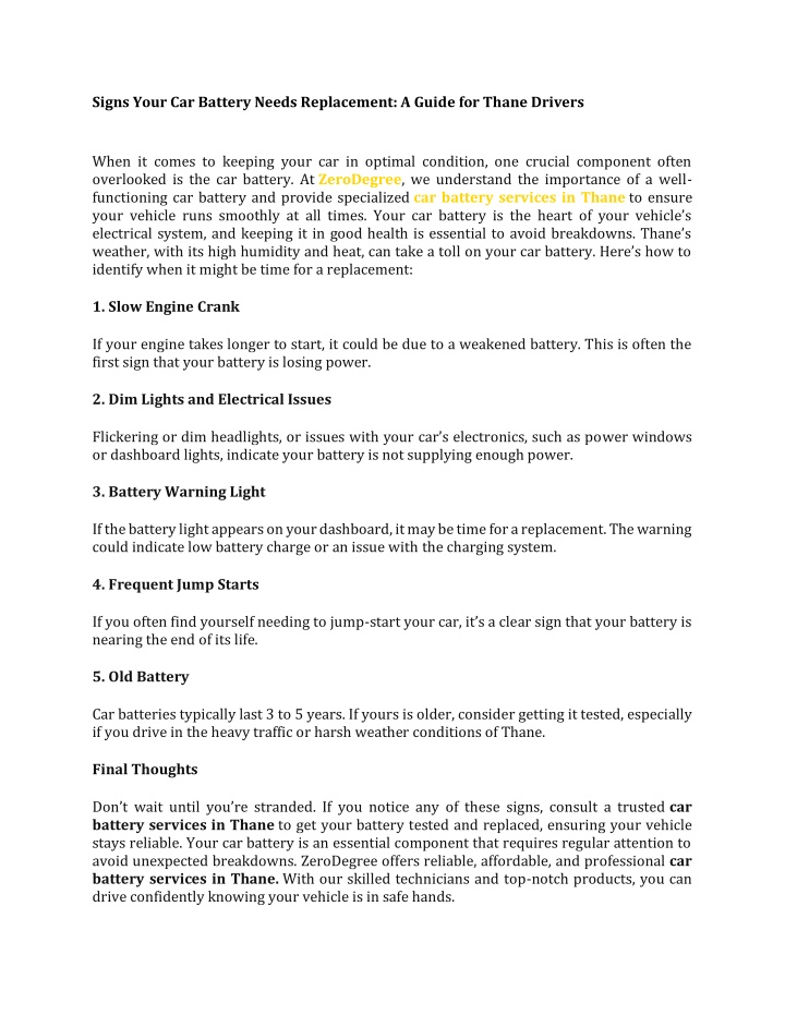 signs your car battery needs replacement a guide