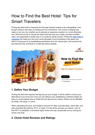 How to Find the Best Hotel_ Tips for Smart Travelers