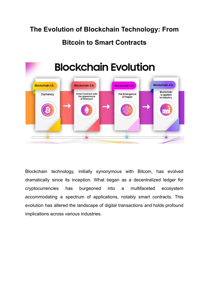 the evolution of blockchain technology from