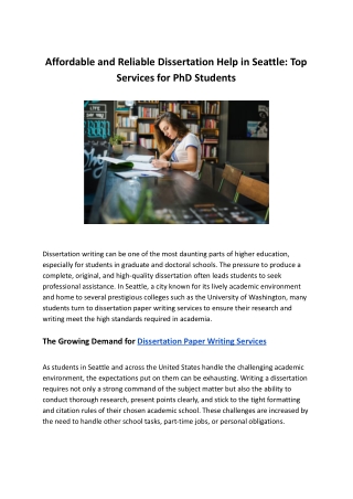 Affordable and Reliable Dissertation Help in Seattle_ Top Services for PhD Students