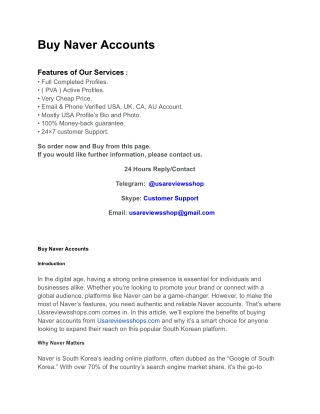 Buy Naver Accounts