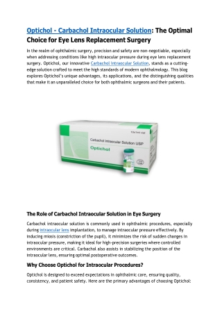 optichol carbachol intraocular solution
