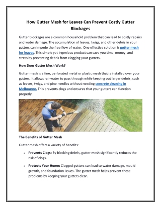 How Gutter Mesh for Leaves Can Prevent Costly Gutter Blockages