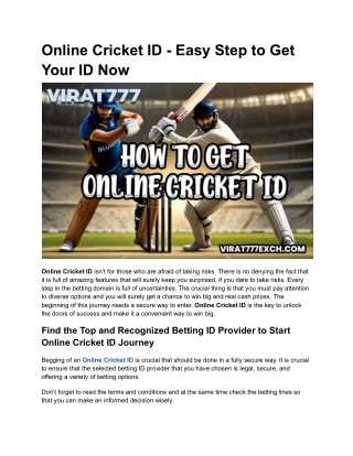 Online Cricket ID - Easy Step to Get Your ID Now