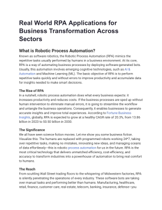 real world rpa applications for business