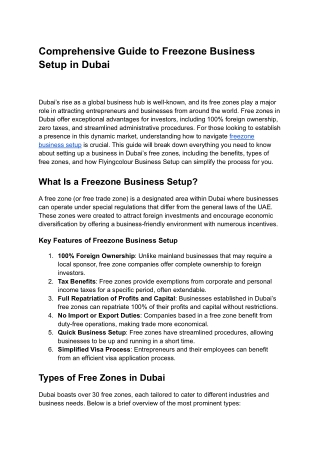 Comprehensive Guide to Freezone Business Setup in Dubai