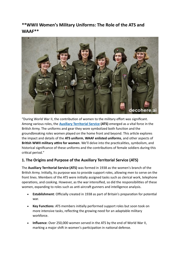 wwii women s military uniforms the role