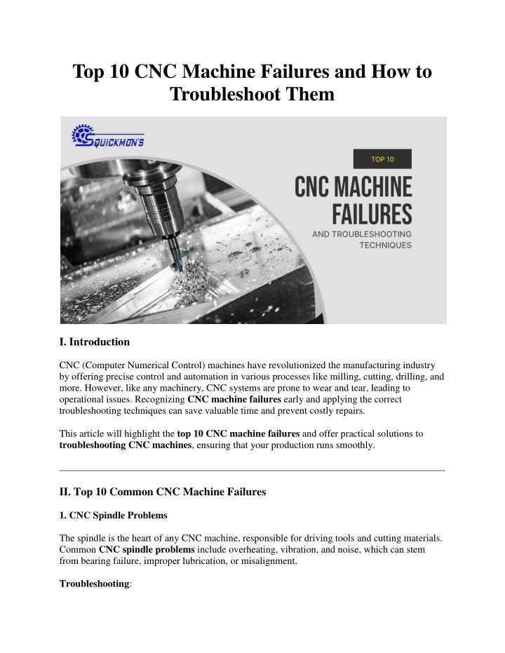 top 10 cnc machine failures