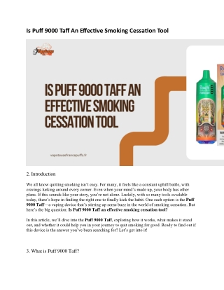is puff 9000 taff an effective smoking cessation