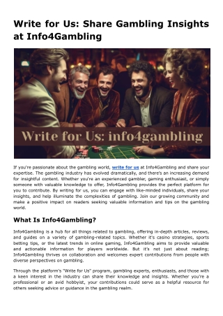 Write for Us_ Share Gambling Insights at Info4Gambling