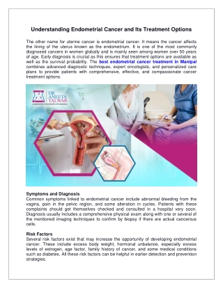 Understanding Endometrial Cancer and Its Treatment Options
