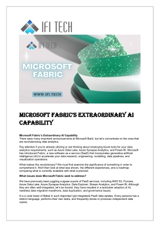 Microsoft Fabric’s Extraordinary AI Capability