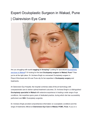 Expert Oculoplastic Surgeon in Wakad, Pune _ Clairevision Eye Care