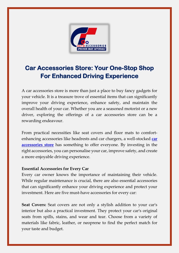 car accessories store your one car accessories