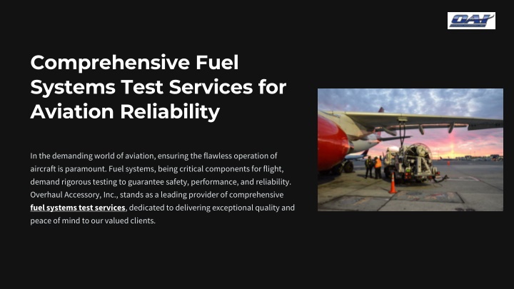 comprehensive fuel systems test services