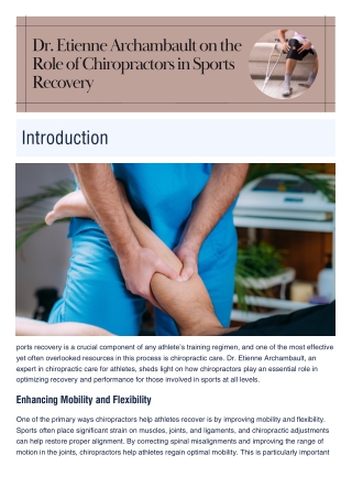 Dr. Etienne Archambault on the Role of Chiropractors in Sports Recovery