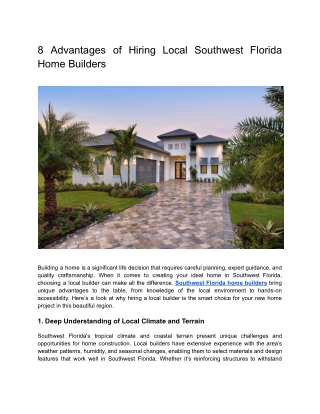 Building Your Dream Home with Southwest Florida Home Builders