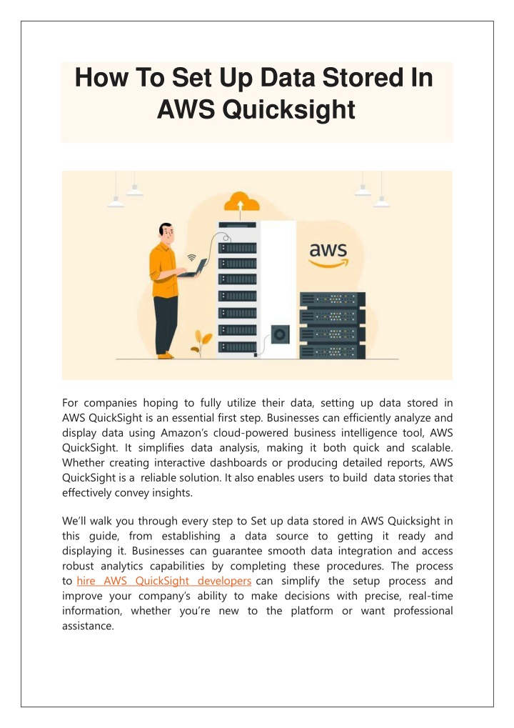 how to set up data stored in aws quicksight