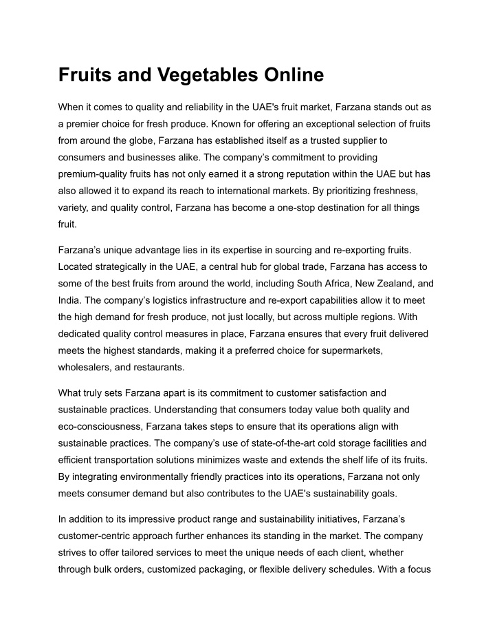 fruits and vegetables online