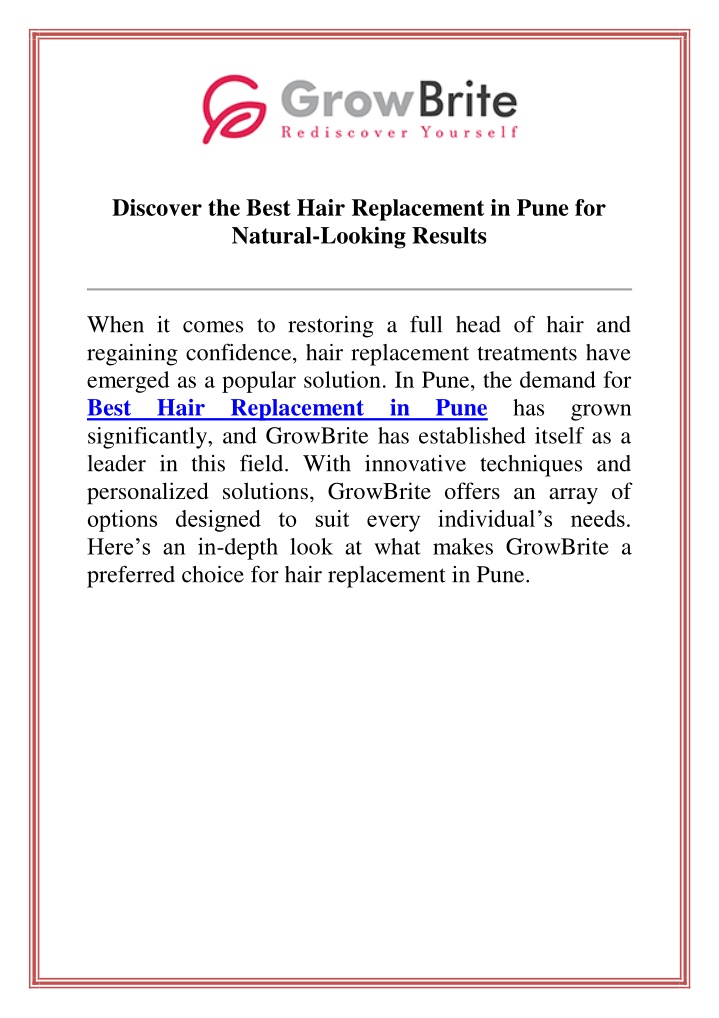 discover the best hair replacement in pune