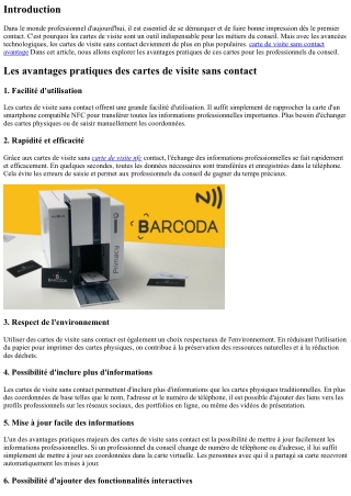 Les avantages pratiques des cartes de visite sans contact pour les métiers du co