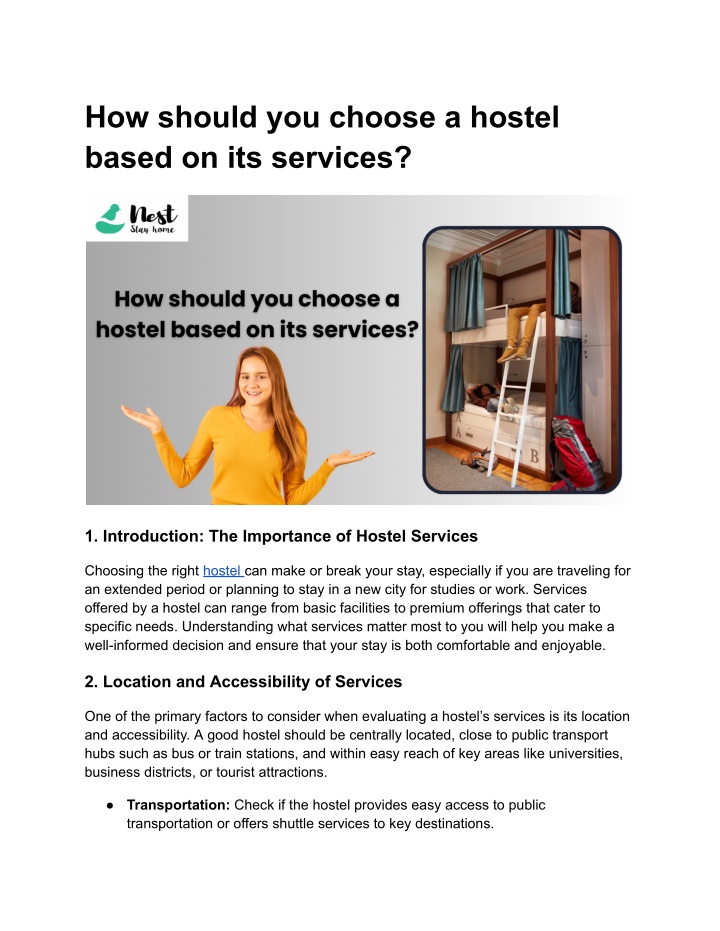 how should you choose a hostel based