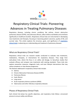 Respiratory Clinical Trials