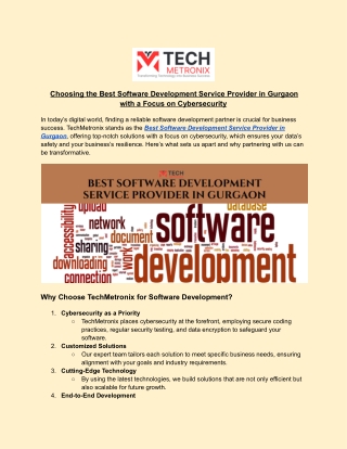 Best Software Development Service Provider in Gurgaon with a Focus on Cybersecurity