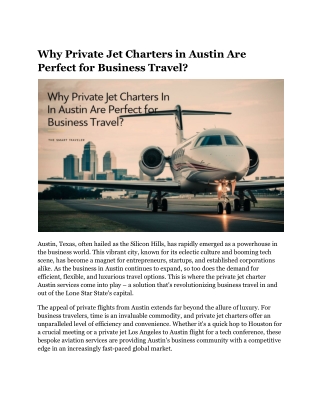 why private jet charters in austin are perfect
