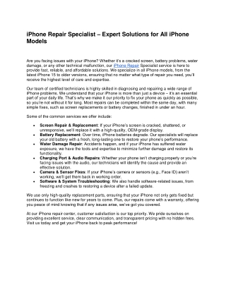 iPhone Repair Specialist – Expert Solutions for All iPhone Models