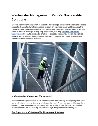 Wastewater Management_ Perca’s Sustainable Solutions