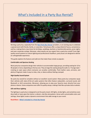 what s included in a party bus rental what
