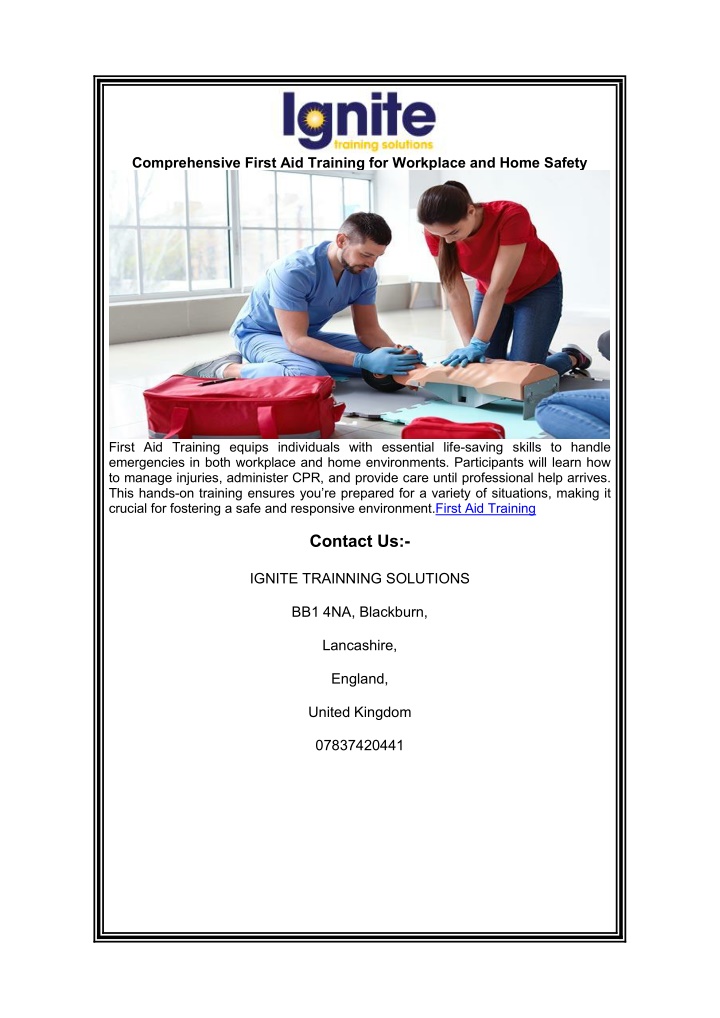 comprehensive first aid training for workplace