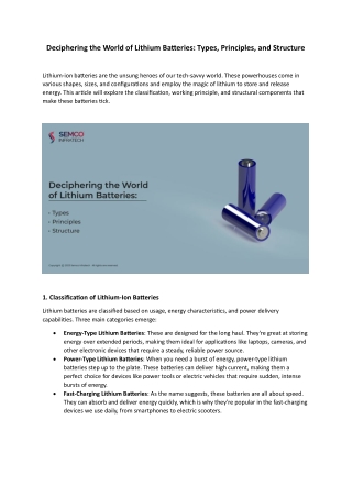 deciphering the world of lithium batteries types