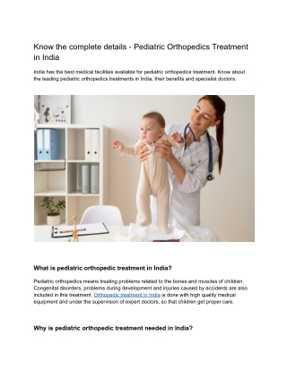 Pediatric Orthopedics Treatment in India