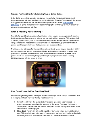 provably fair gambling revolutionizing trust