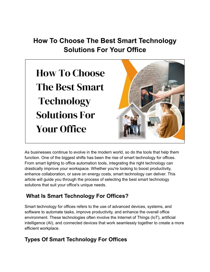 how to choose the best smart technology solutions