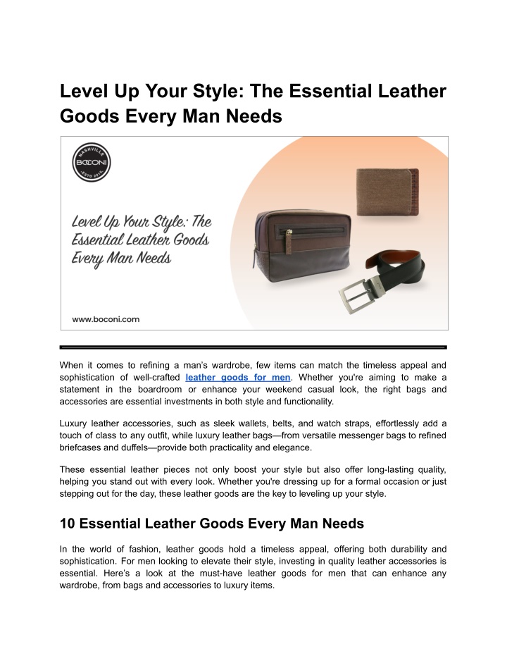 level up your style the essential leather goods