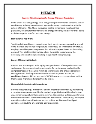 Inverter ACs: Catalyzing the Energy-Efficiency Revolution