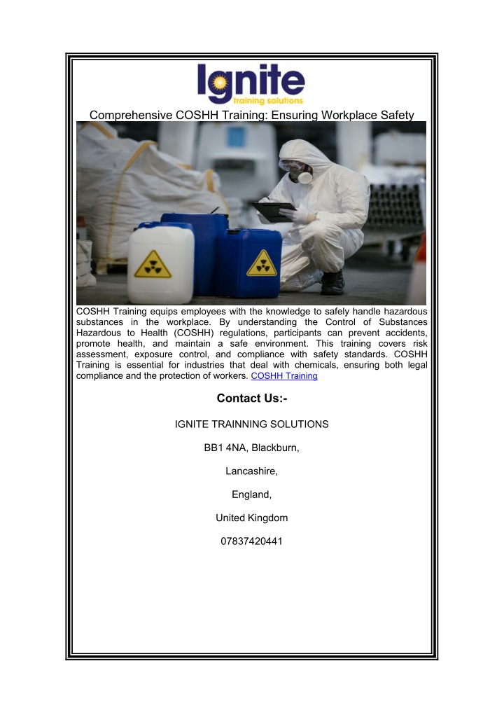 comprehensive coshh training ensuring workplace