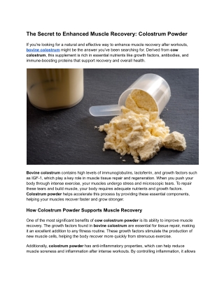 the secret to enhanced muscle recovery colostrum