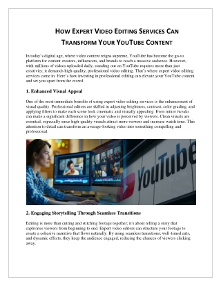 Video Editing Services Can Transform Your YouTube Content