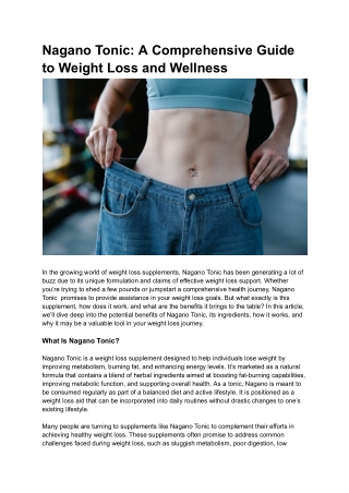 Nagano Tonic_ A Comprehensive Guide to Weight Loss and Wellness