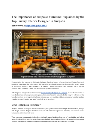 The Importance of Bespoke Furniture_ Explained by the Top Luxury Interior Designer in Gurgaon - MWM Spaces - Oct'24