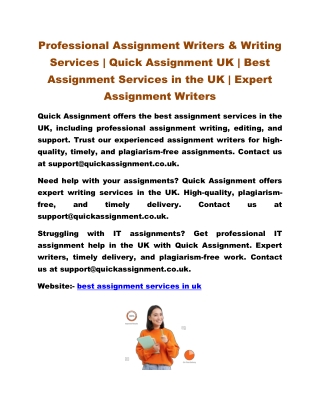 Professional Assignment Writers & Writing Services | Quick Assignment UK | Best