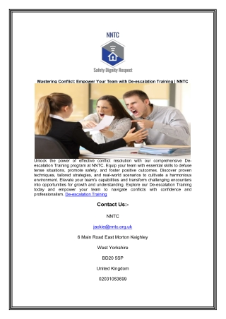 Mastering Conflict: Empower Your Team with De-escalation Training | NNTC