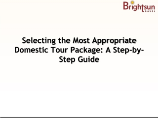 Selecting the Most Appropriate Domestic Tour Package A Step-by-Step Guide