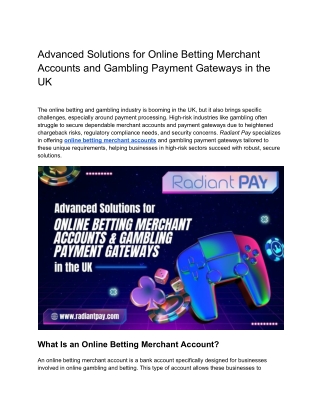 Advanced Solutions for Online Betting Merchant Accounts and Gambling Payment Gat