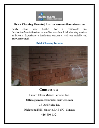 Brick Cleaning Toronto  Envirocleanmobileservices